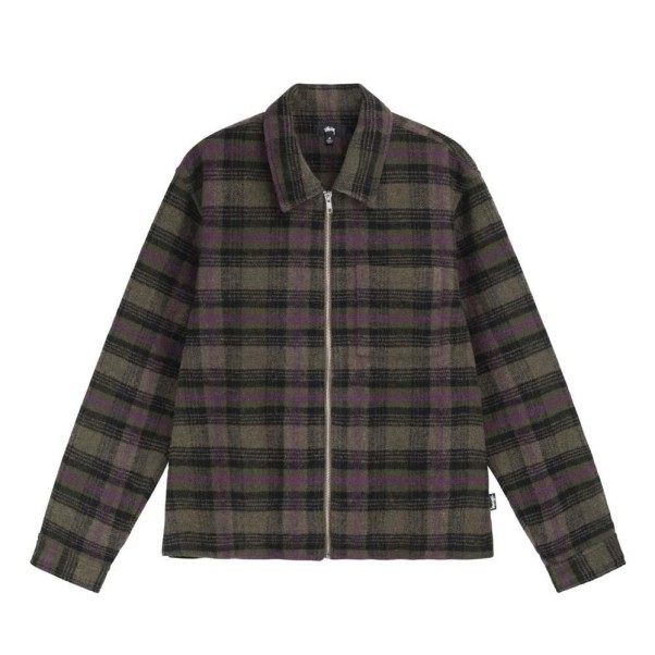 Stussy Reed Wool Plaid Zip Shirt/Jacket Green