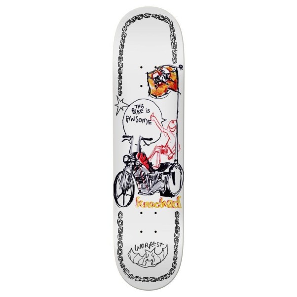 Krooked Skateboard Deck Worrest Awsome Cycle White