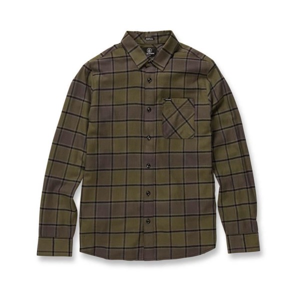 Volcom Caden Plaid Long Sleeve Shirt Military