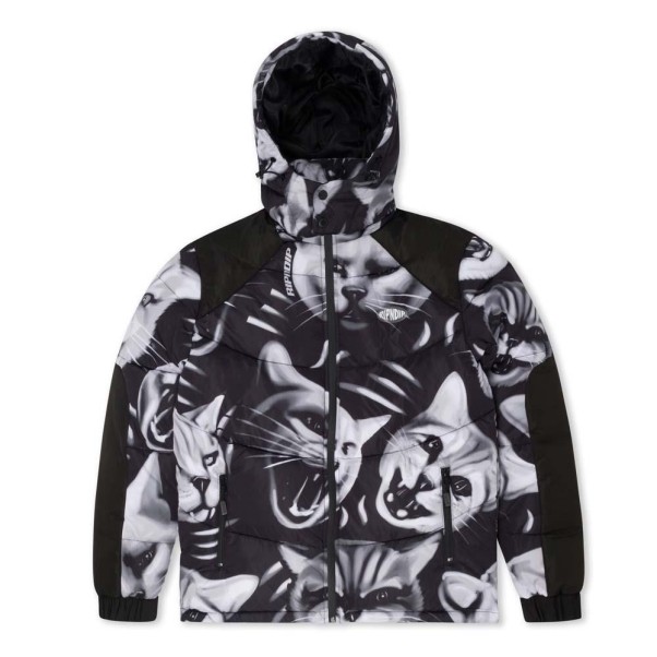 Rip N Dip Neon Cat Puffer Coat Black