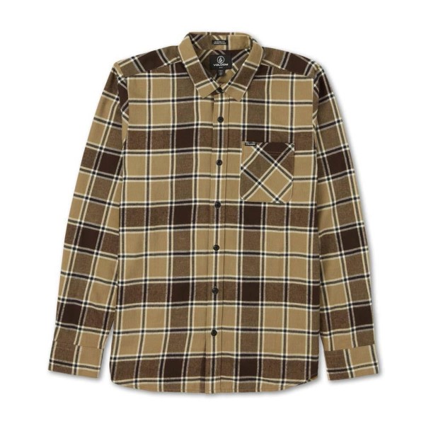 Volcom Caden Plaid Long Sleeve Shirt Khaki